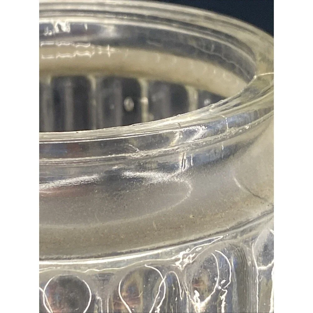 VTG Ceiling Light Shade Cover Clear Glass Ribbed Bullseye Outdoor Porch Fixture